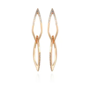 14K Goldtone Crystal Stone Link Drop Earring