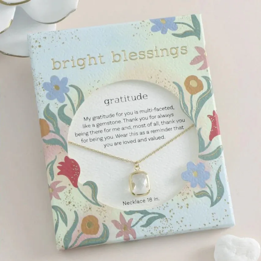 Bright Blessings Necklace-Crystal Gold Rectangle