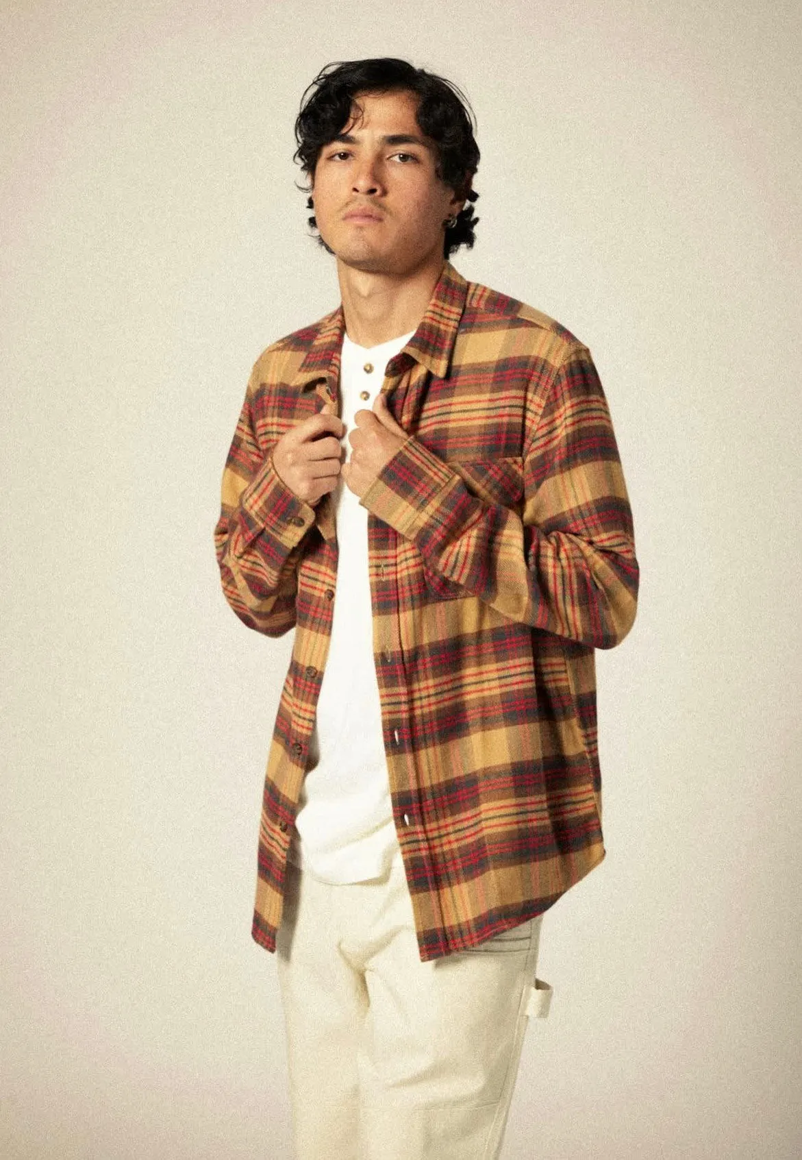 Brixton - Bowery Flannel Curry/Washed Black/Crimson - Shirt