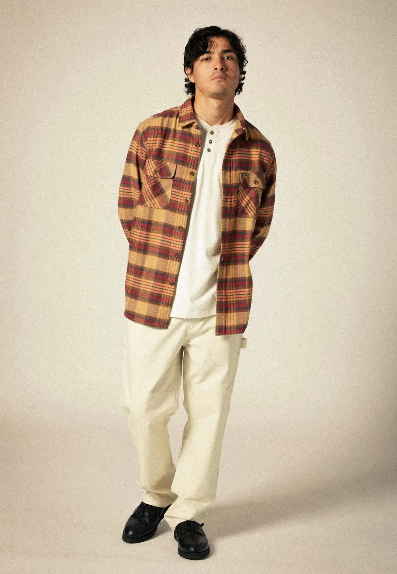 Brixton - Bowery Flannel Curry/Washed Black/Crimson - Shirt