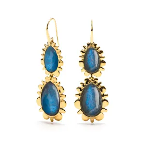 CAPUCINE DE WULF - BLISS DOUBLE DROP BLUE LABRADORITE EARRINGS