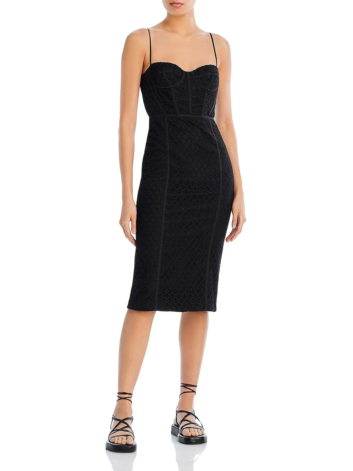 Charley Womens Lace Cocktail Midi Dress
