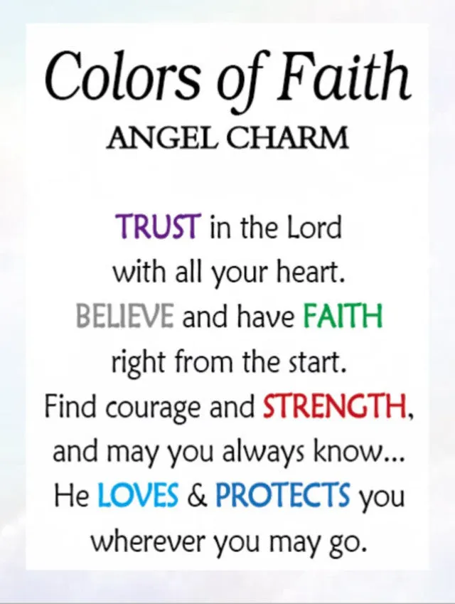 Colors of Faith Angel with Colored Glass Pocket Token Charm