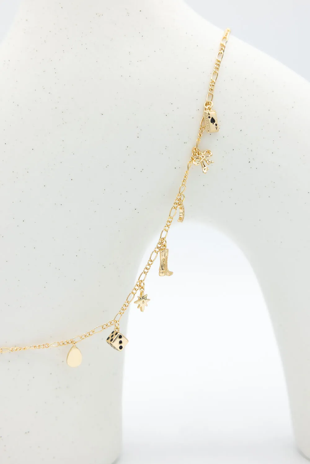 Cowboy Dice Charm Necklace in Gold | OND640GDBLK