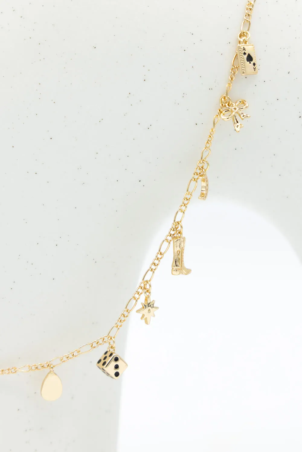 Cowboy Dice Charm Necklace in Gold | OND640GDBLK