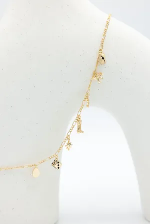 Cowboy Dice Charm Necklace in Gold | OND640GDBLK