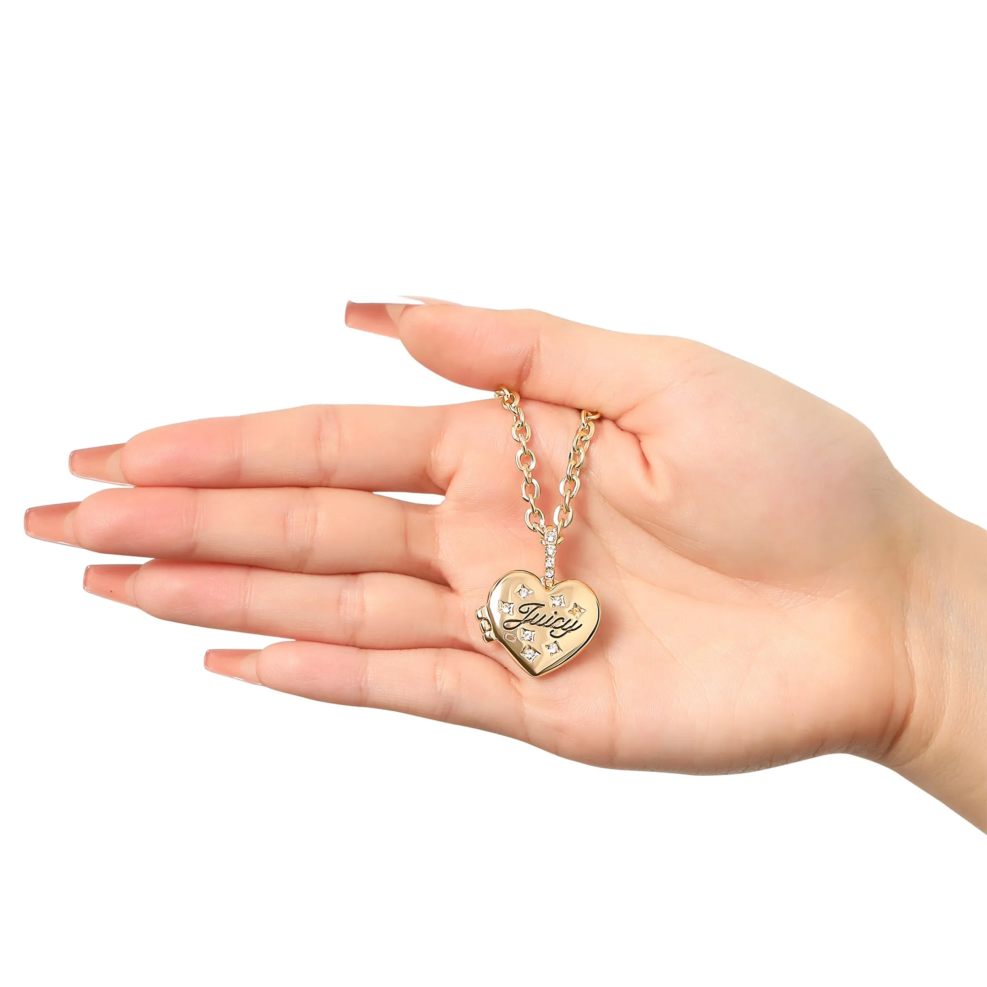 Crystal Heart Locket Pendant Necklace Juicy Couture