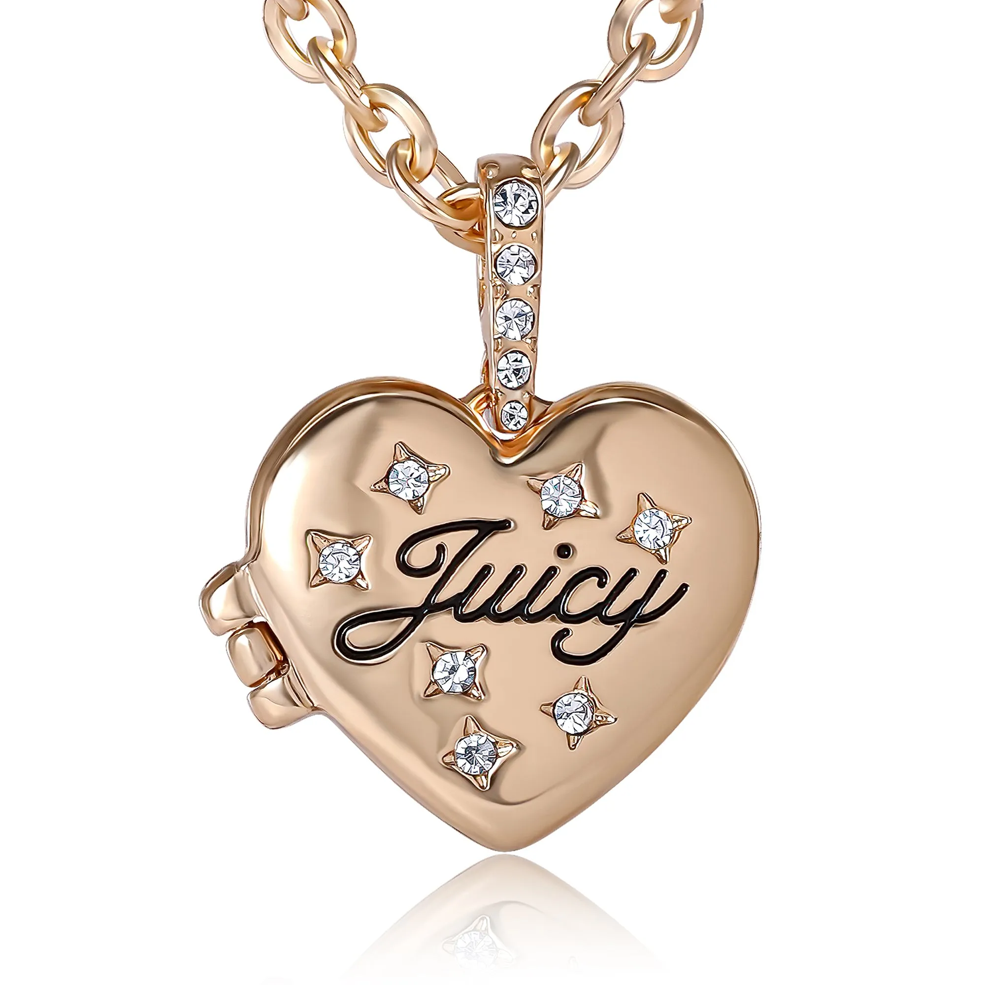 Crystal Heart Locket Pendant Necklace Juicy Couture