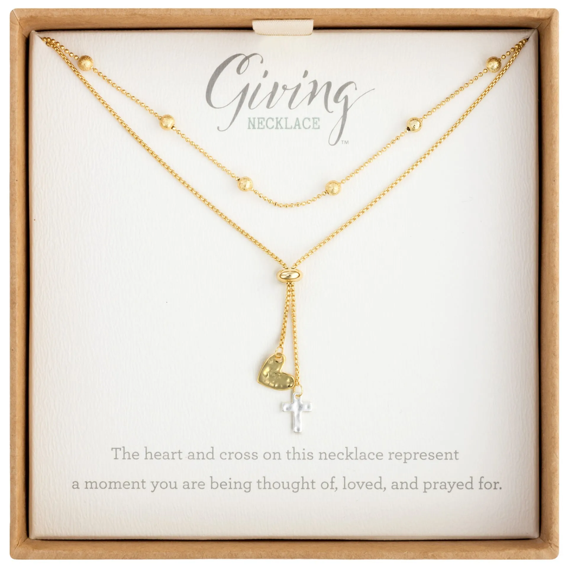 Demdaco Heart and Cross Charms Giving Necklace