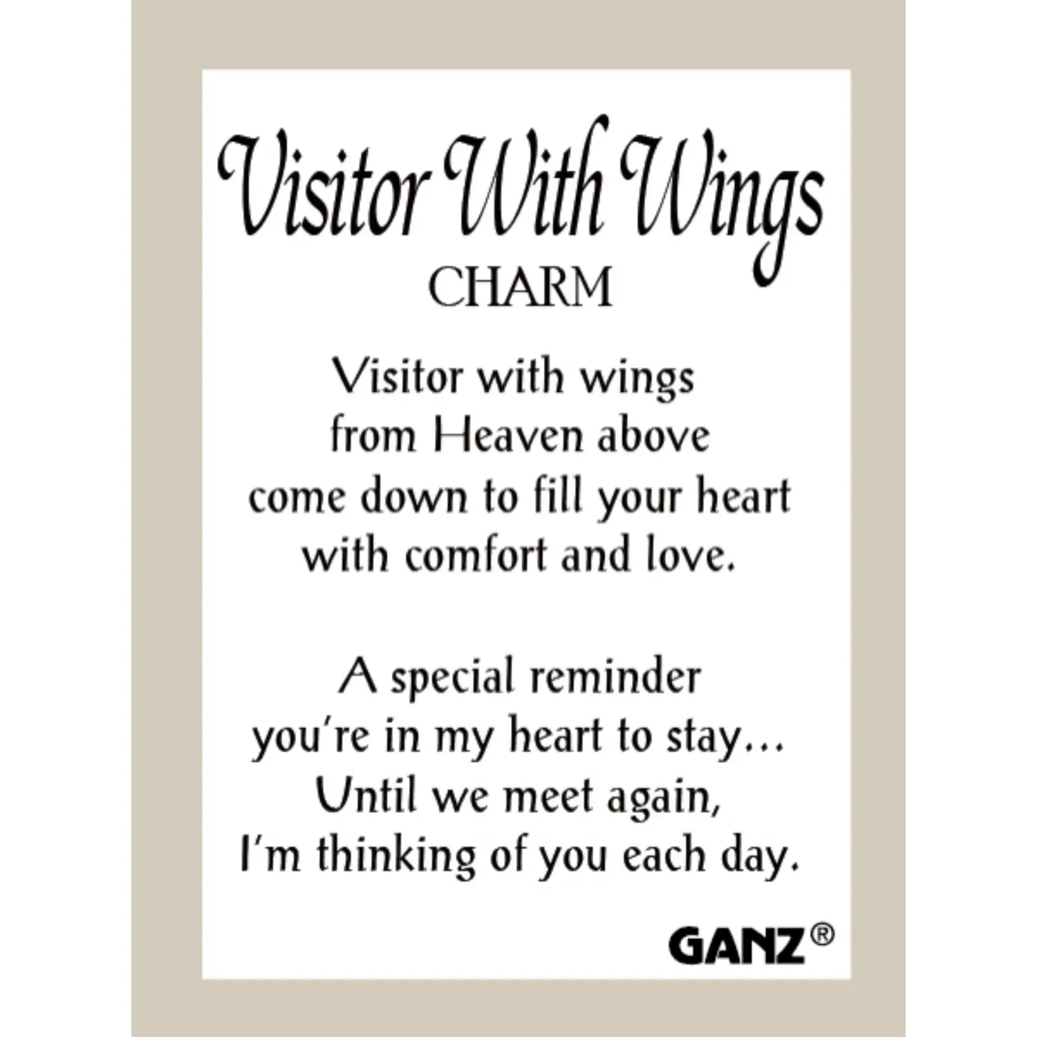 From Heaven Above Visitor with Wings Butterfly, Hummingbird, Dragonfly Memorial Token Charm