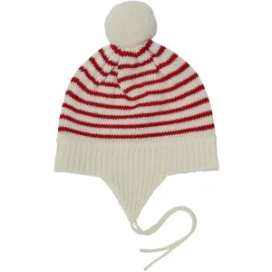 FUB Baby Pompom Hat Ecru/Pure Red