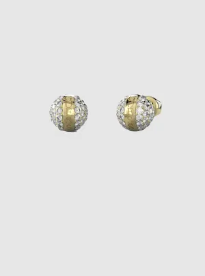 Gold Crystal Bead Stud Earrings Guess