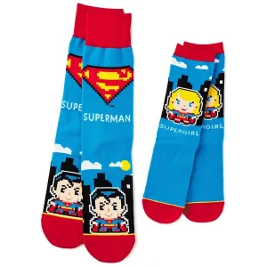 Hallmark DC Comics Superman PXL8 Father and Daughter Socks, Set of 2