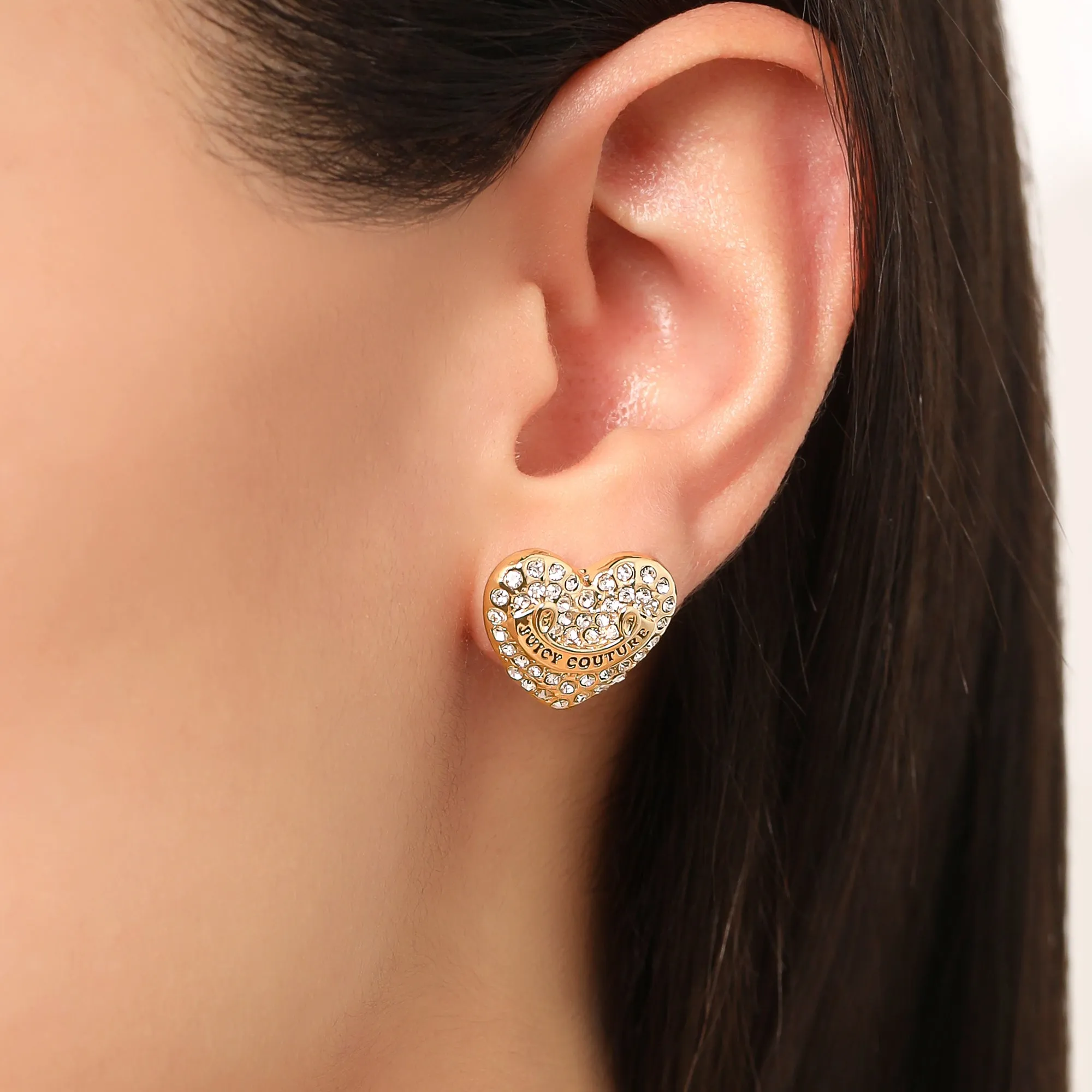 Heart Stud Earrings with Crystal Accents Juicy Couture