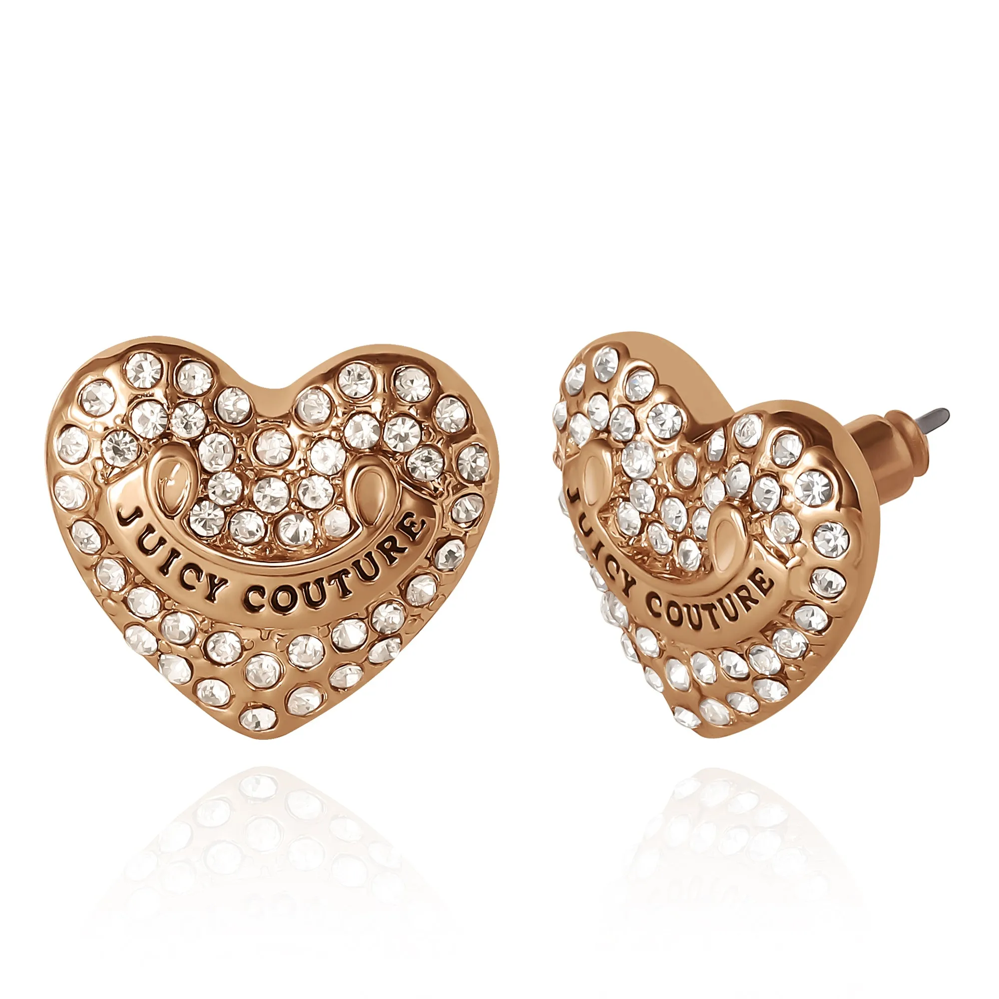 Heart Stud Earrings with Crystal Accents Juicy Couture