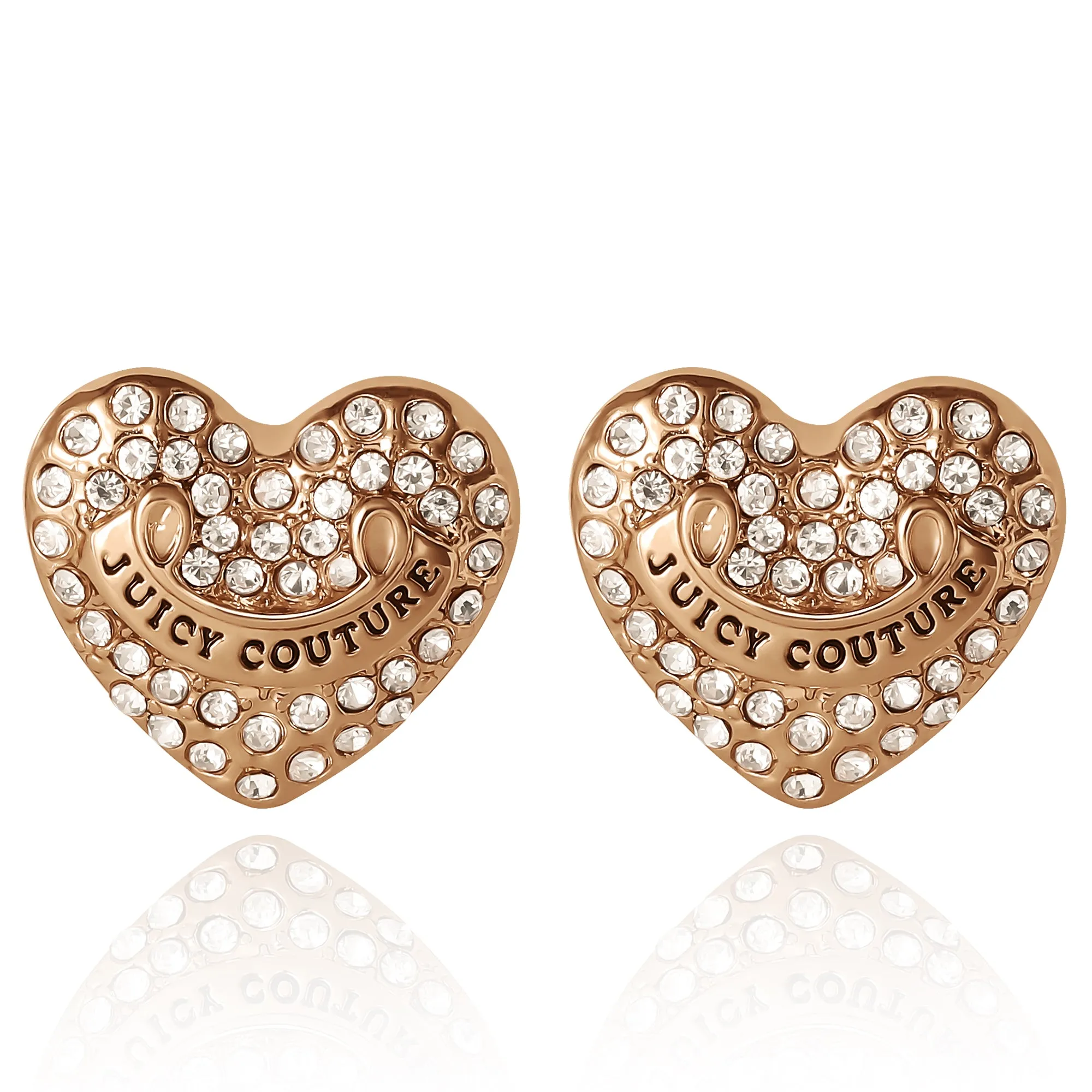 Heart Stud Earrings with Crystal Accents Juicy Couture