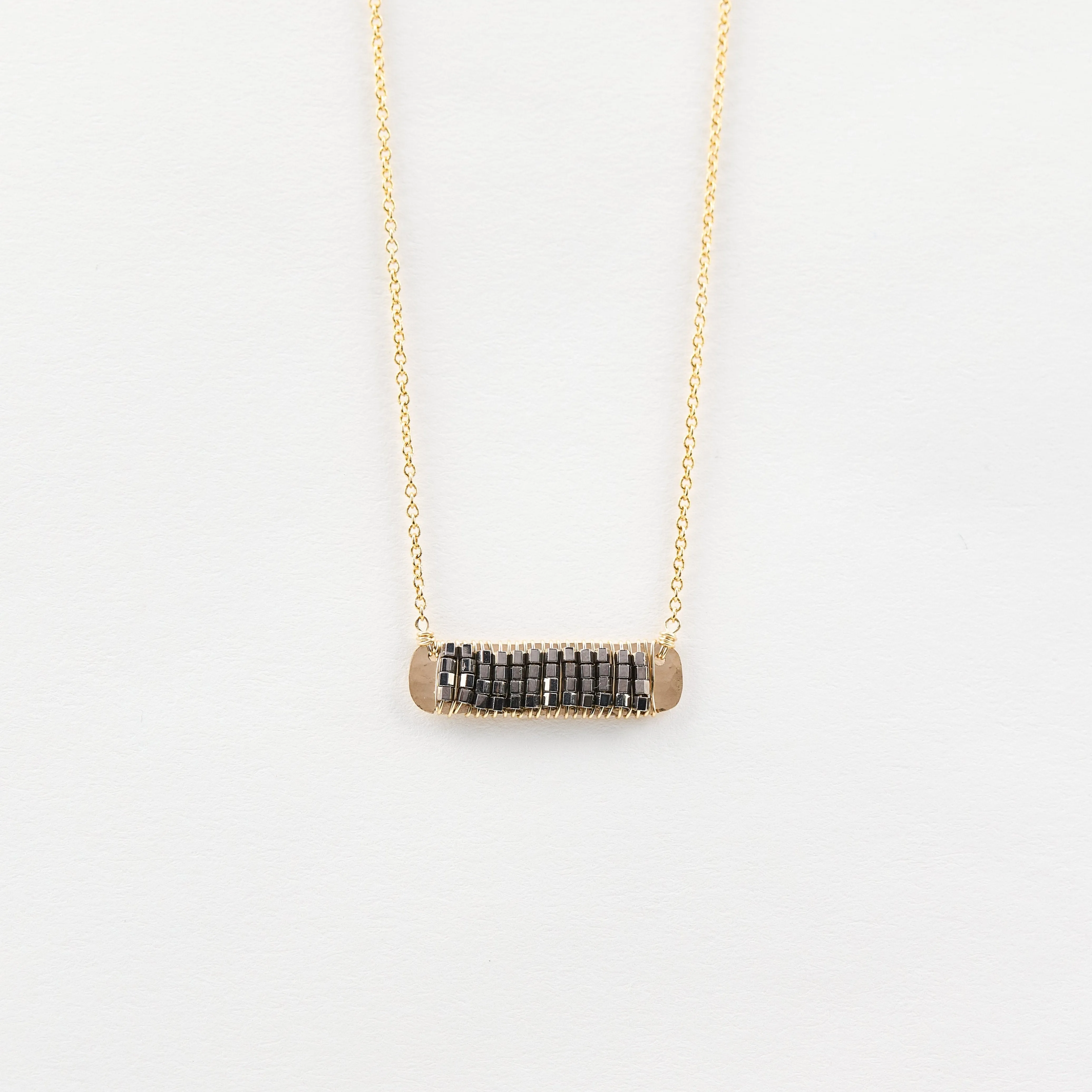 Hematite Bead Bar Necklace