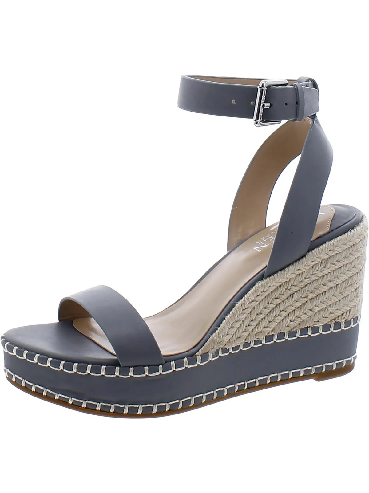 Hilarie Womens Leather Wedge Slingback Sandals
