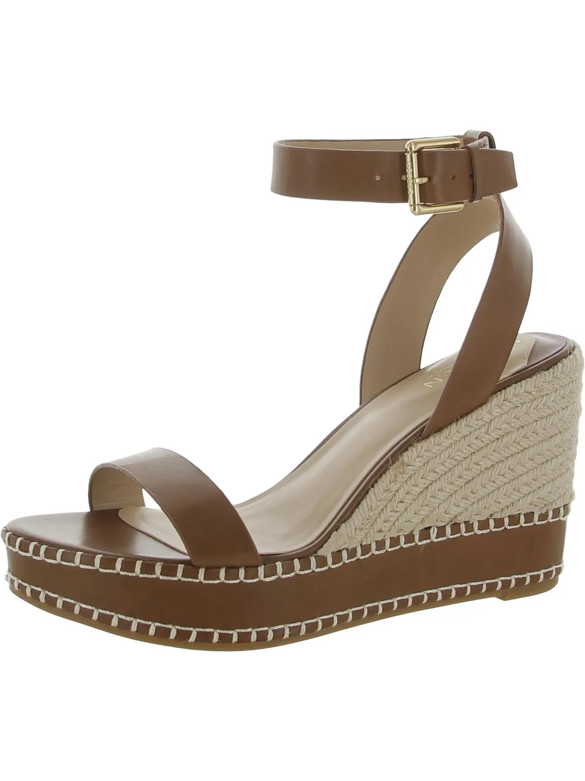 Hilarie Womens Leather Wedge Slingback Sandals