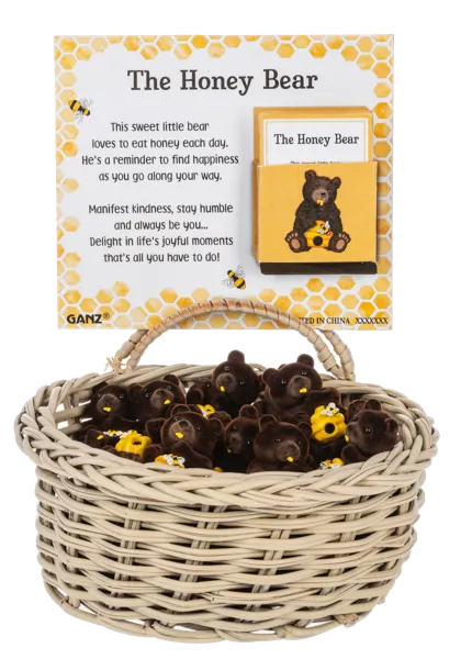 Honey Bear with Bee Hive Pocket Token Charm