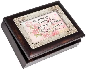 Joy I Love You Burlwood Italian Style Music Box Plays You Light Up My Life