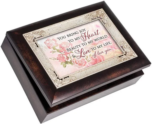 Joy I Love You Burlwood Italian Style Music Box Plays You Light Up My Life