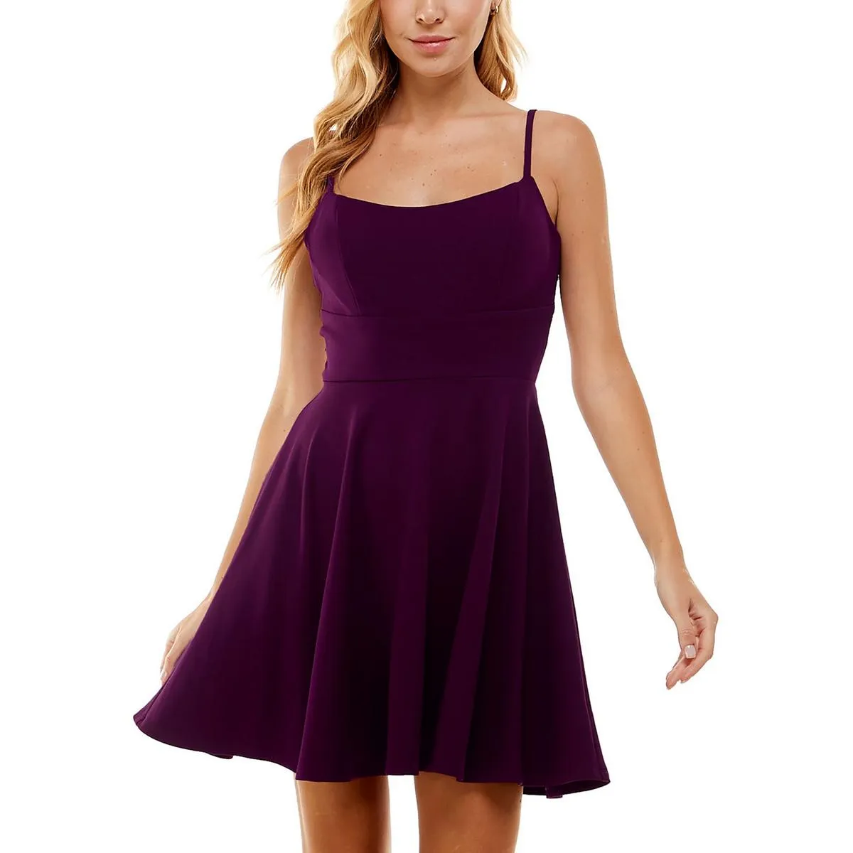 Juniors Womens Lace Mini Fit & Flare Dress