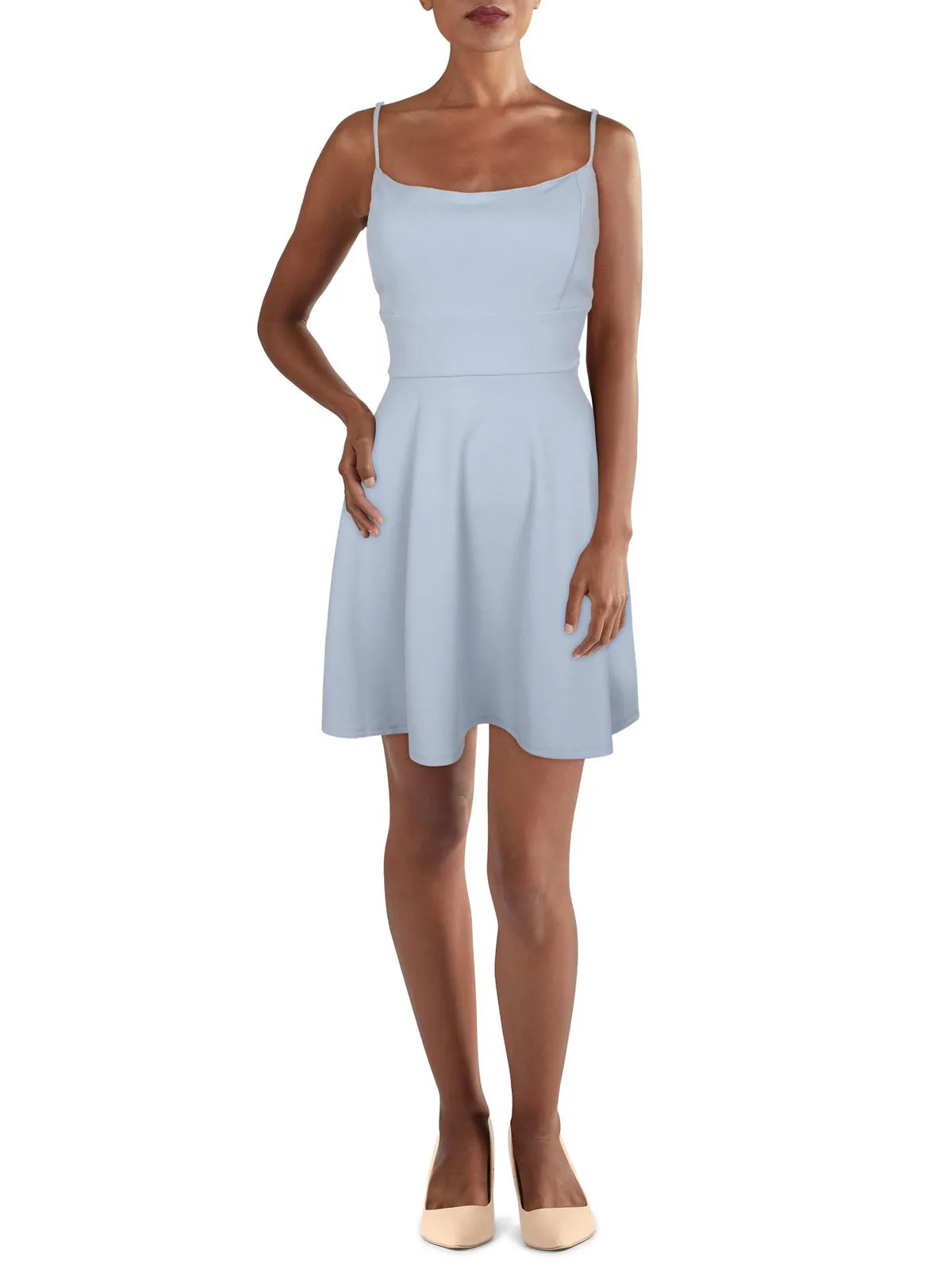 Juniors Womens Lace Mini Fit & Flare Dress