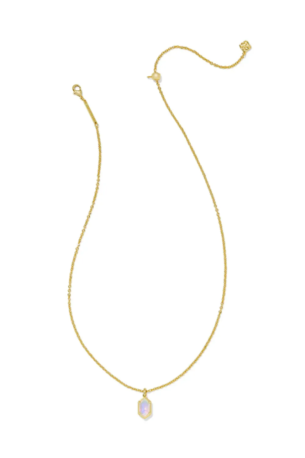 Kendra Scott Hallie Gold Short Pendant Necklace in White Opalescent Resin | 9608873855