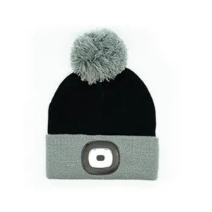 Kids Night Scout Rechargeable LED Black Beanie Pom Hat