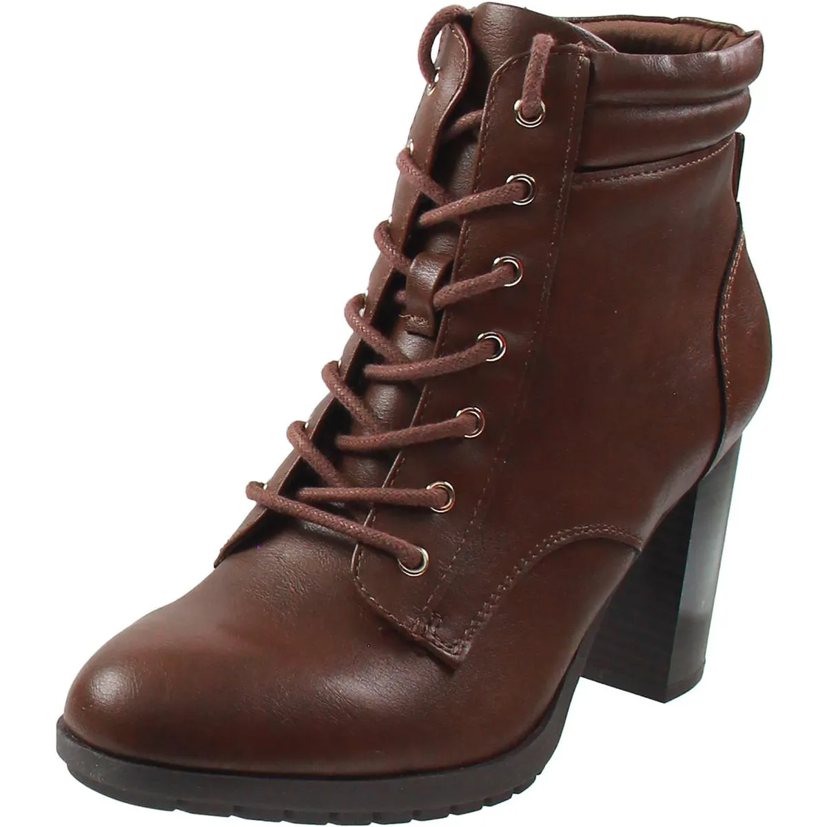 Laurellee Womens Faux Leather Zipper Combat & Lace-Up Boots