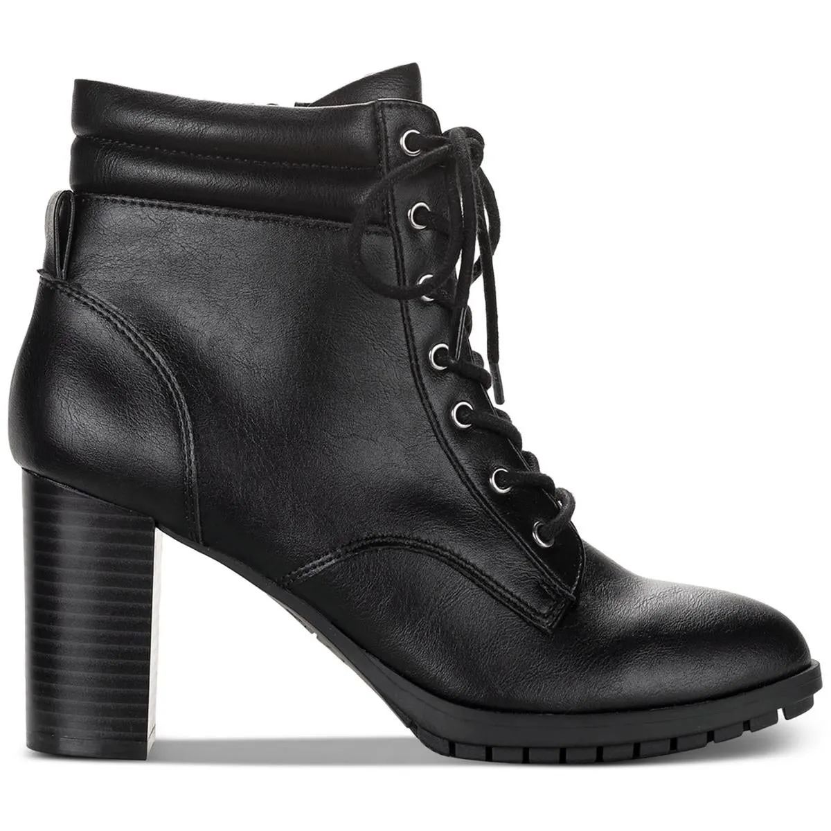 Laurellee Womens Faux Leather Zipper Combat & Lace-Up Boots