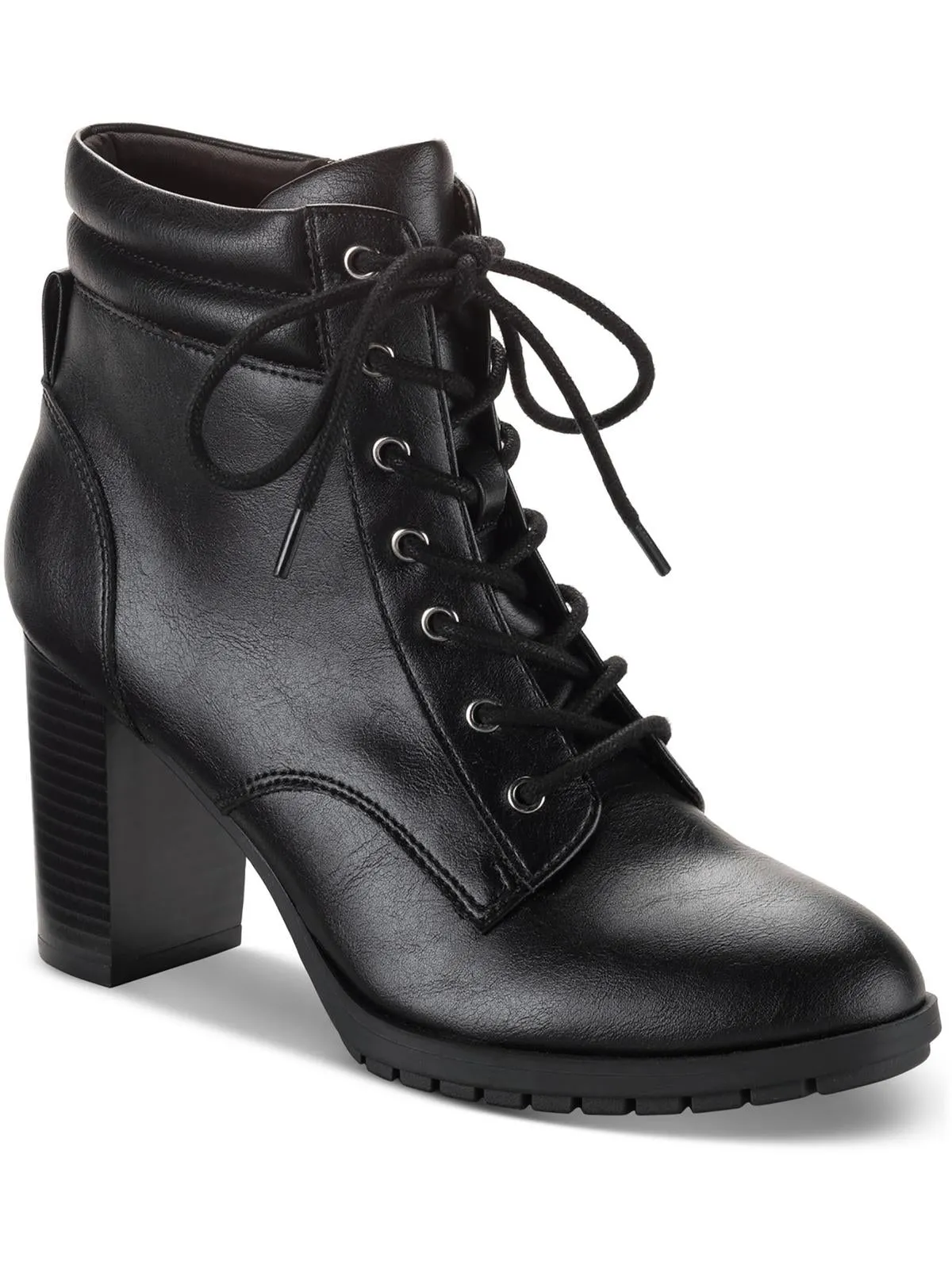 Laurellee Womens Faux Leather Zipper Combat & Lace-Up Boots