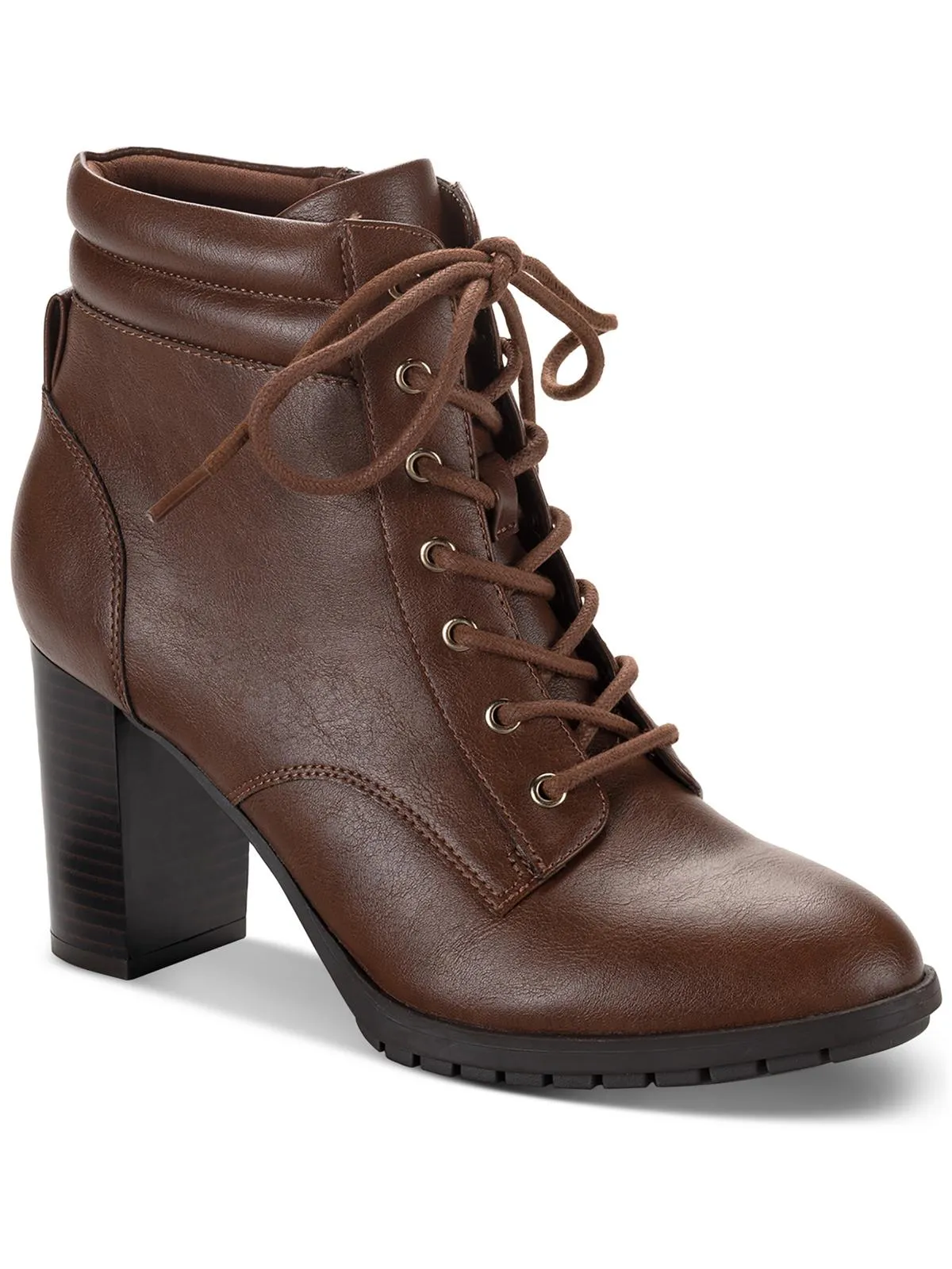 Laurellee Womens Faux Leather Zipper Combat & Lace-Up Boots