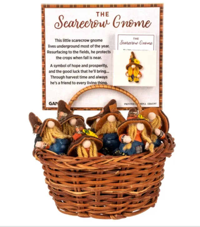 Little Fall Halloween Scarecrow Gnome Token Charm Figurine