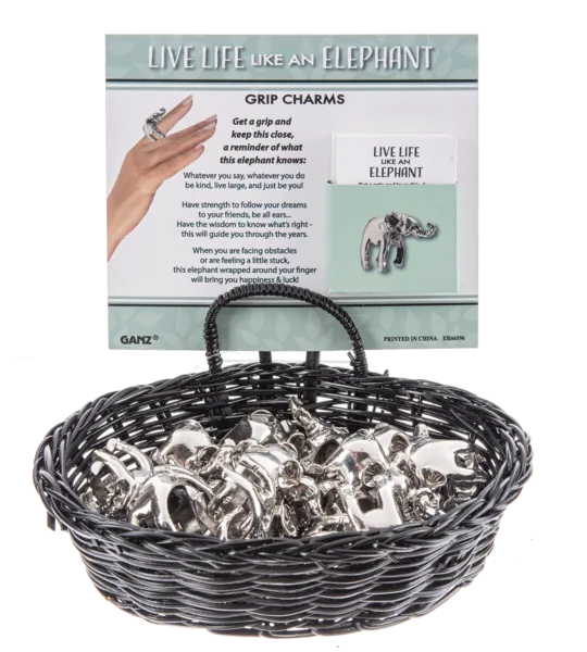 Live Life Like An Elephant Grip Ring Token Charm