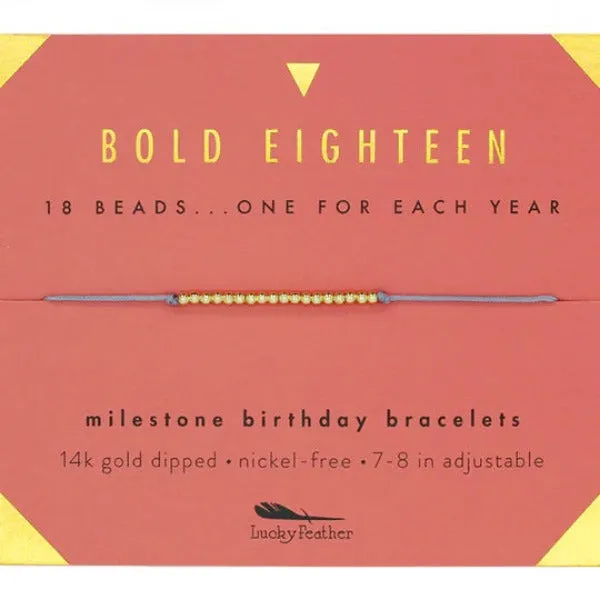 Lucky Feather Gold Bracelet Eighteen Milestone Birthday