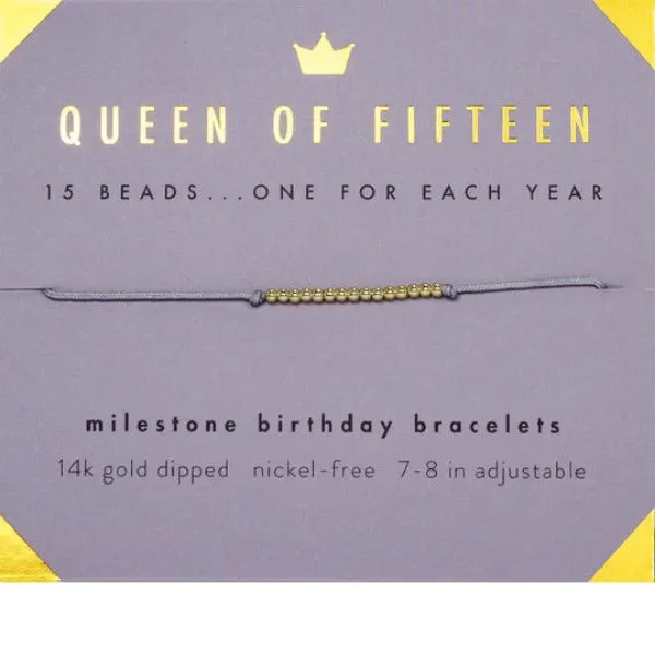 Lucky Feather Gold Bracelet Fifteen Milestone Birthday