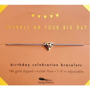 Lucky Feather Gold Bracelet Sparkly Birthday