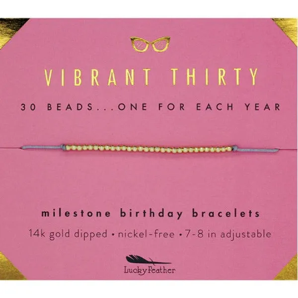 Lucky Feather Gold Bracelet Thirty Milestone Birthday