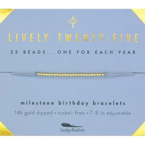 Lucky Feather Gold Bracelet Twenty-Five Milestone Birthday