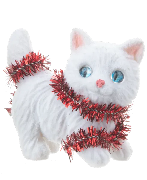 Meowy Christmas White Kitten Token Charm