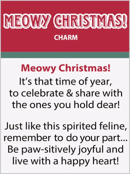 Meowy Christmas White Kitten Token Charm