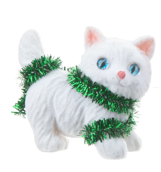 Meowy Christmas White Kitten Token Charm