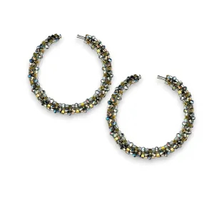 MIGUEL ASES - MIYUKI CRYSTAL BEAD PYRITE EARRINGS