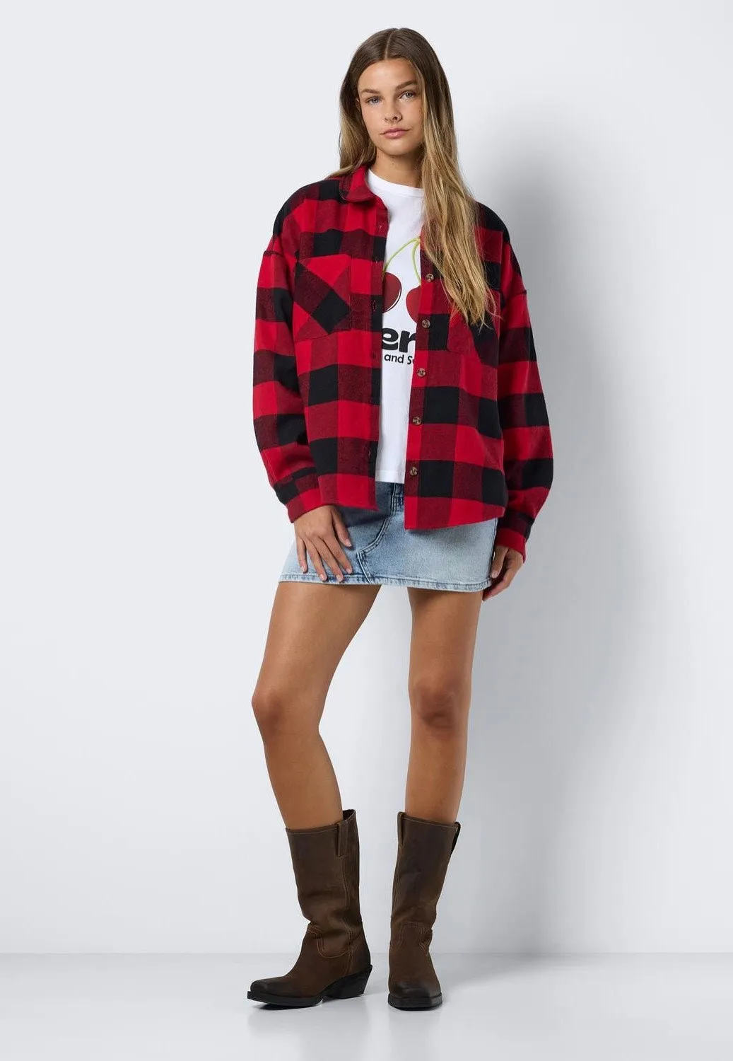 Noisy May - Bea Savvy Red Black And Grey - Shirt