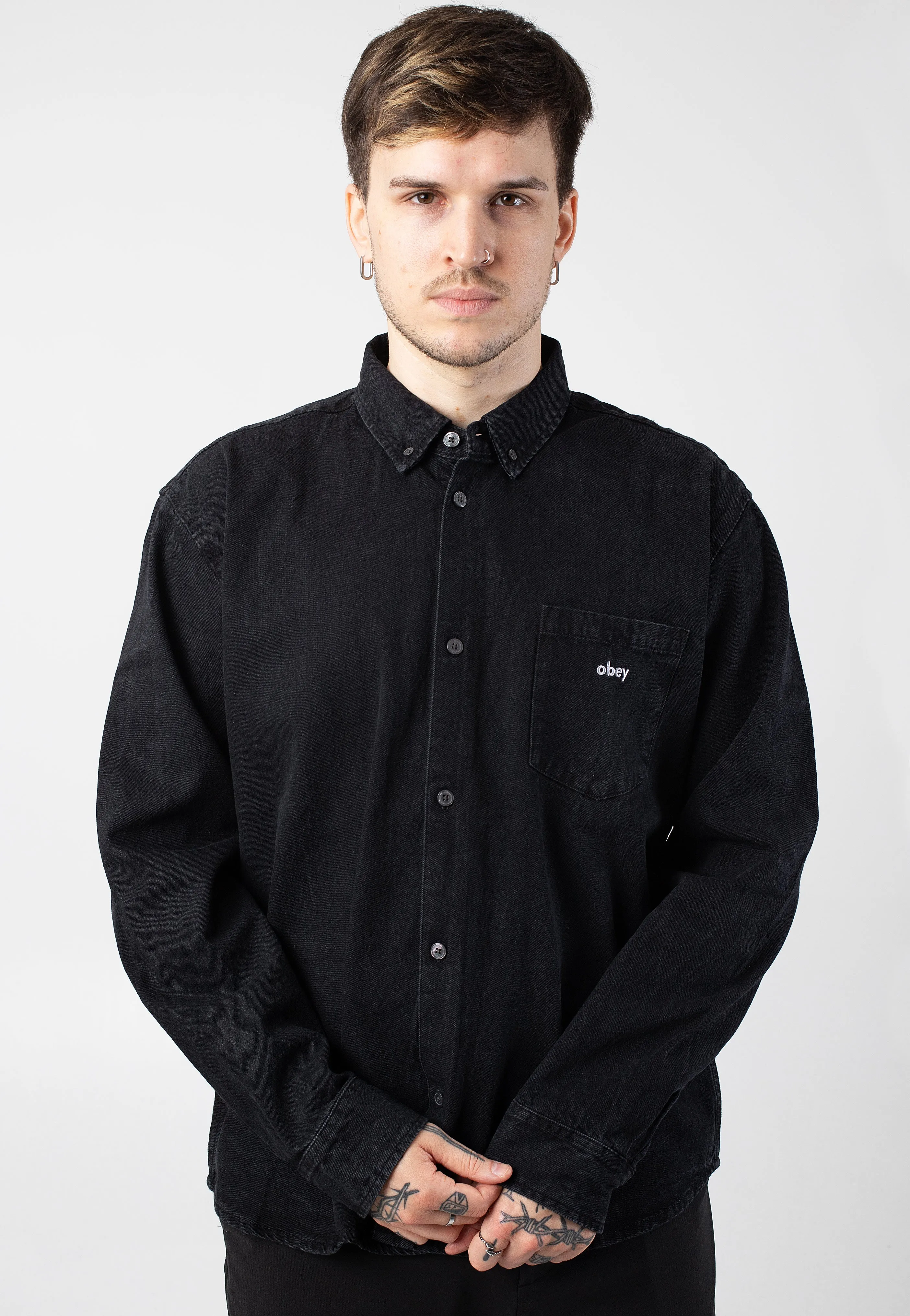 Obey - Logan Denim Woven Faded Black - Shirt