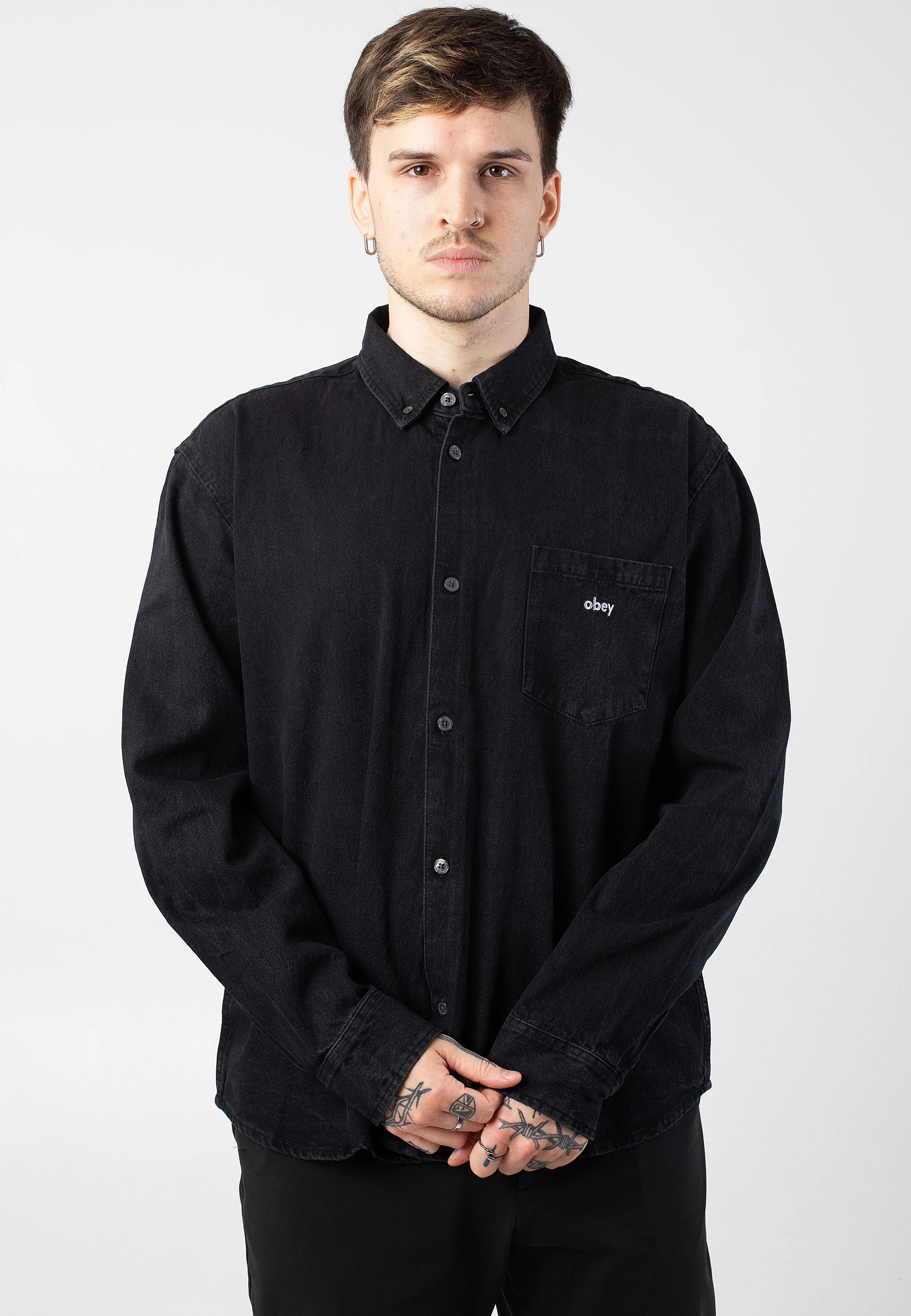 Obey - Logan Denim Woven Faded Black - Shirt