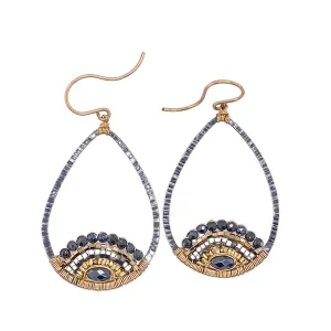 Oxidized Lotus Drop Earrings