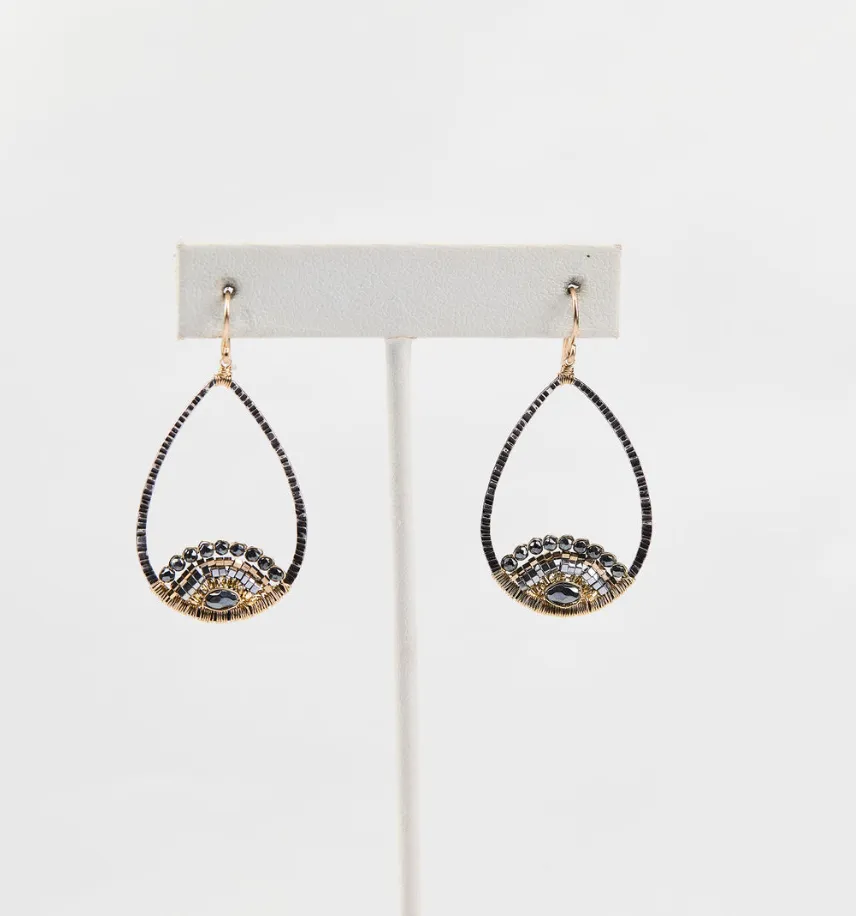 Oxidized Lotus Drop Earrings